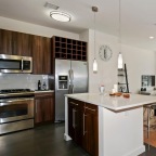 a kitchen with a large island