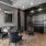 a room with an elevator and chairs